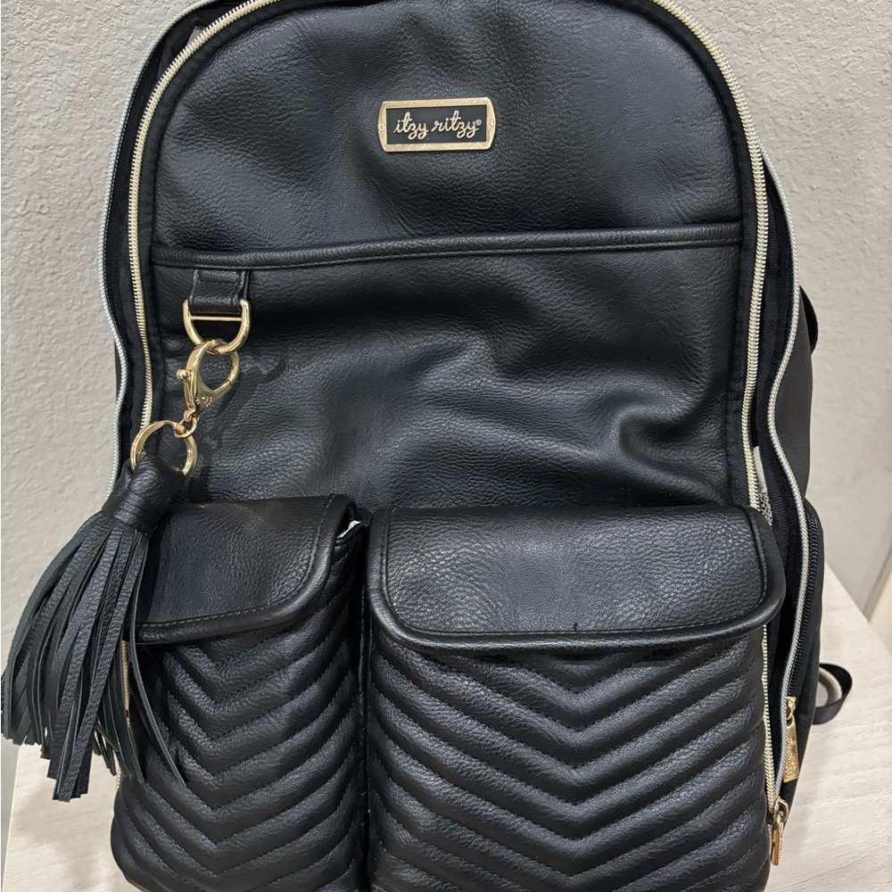 Itzy Ritzy Boss Black Quilted Backpack